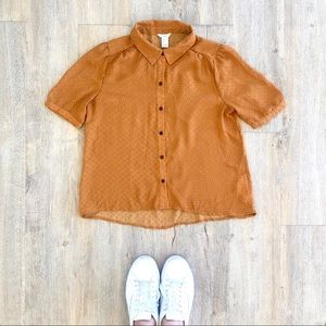 Burnt Orange Retro Polka Dot Blouse